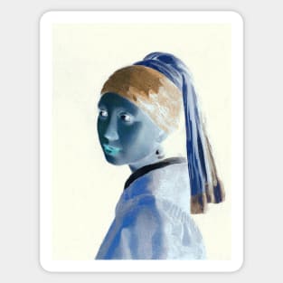 Girl with a Pearl Earring Interactive Negative Filter By Red&Blue Sticker